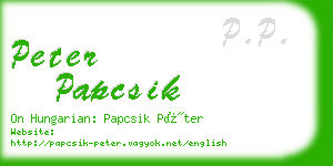 peter papcsik business card